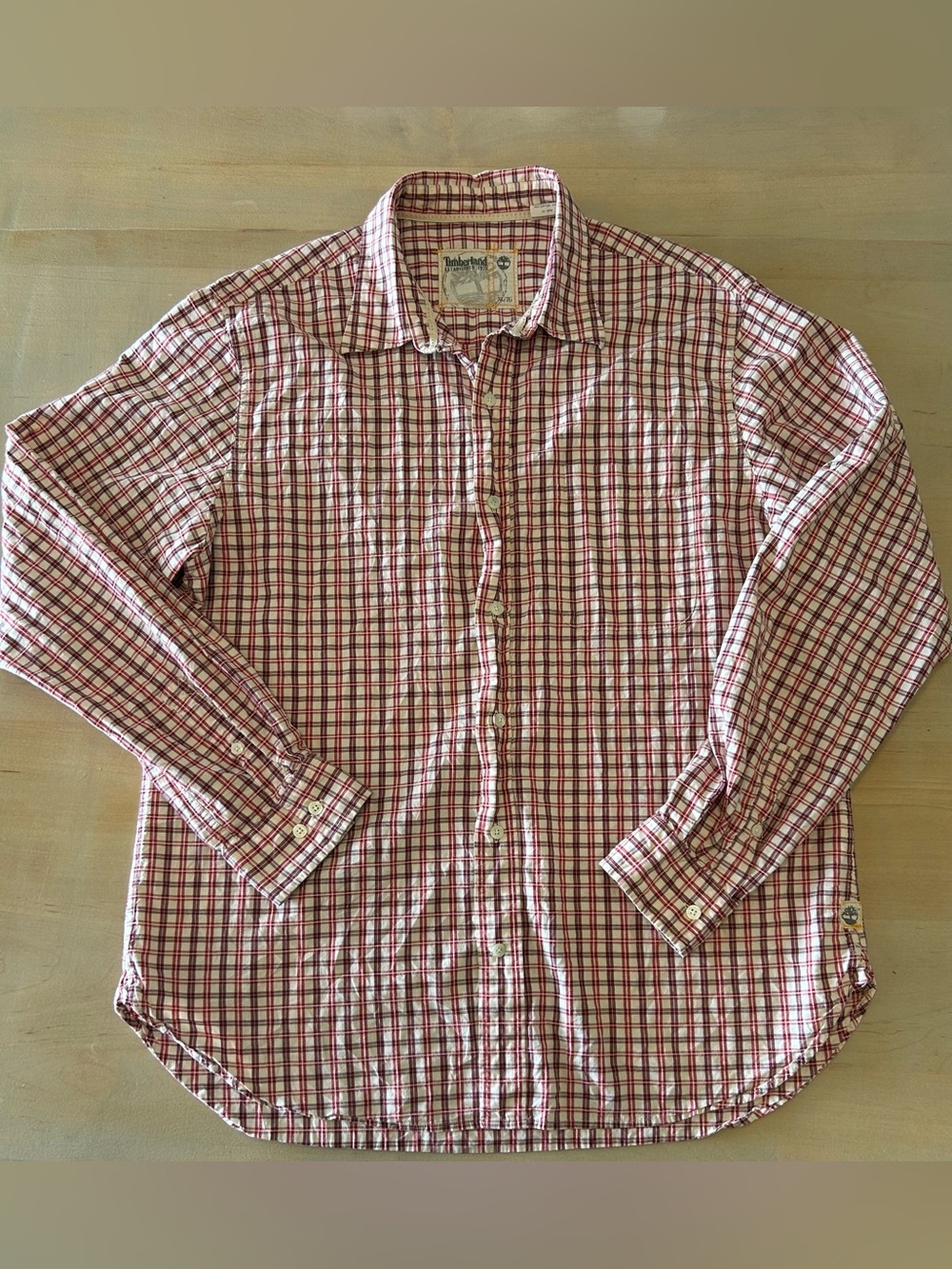 Men's Red Plaid Button-Down Shirt